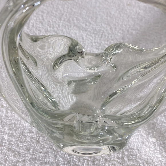 Vintage MCM Murano Art Glass Clear Crystal Basket - Picture 10 of 14